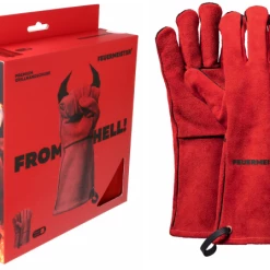 Feuermeister Grillhandschuhe Spaltleder Rot (Paar)