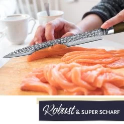 Adelmayer® Damastmesser Filetiermesser 24,5 Cm Handgeschliffen Und Mit Walnussgriff