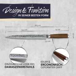 Adelmayer® Damastmesser Filetiermesser 24,5 Cm Handgeschliffen Und Mit Walnussgriff