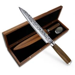 Adelmayer® Damastmesser Filetiermesser 20,5 Cm Handgeschliffen Und Mit Walnussgriff