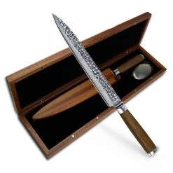 Adelmayer® Damastmesser Filetiermesser 24,5 Cm Handgeschliffen Und Mit Walnussgriff