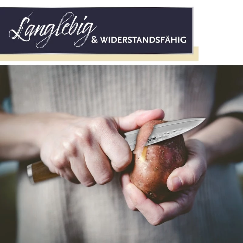 Adelmayer® Damastmesser Schälmesser 9,3 Cm Handgeschliffen Und Mit Walnussgriff 8 Adelmayer® Damastmesser Schälmesser 9,3 Cm Handgeschliffen Und Mit Walnussgriff