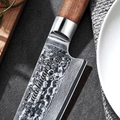 Adelmayer® Damastmesser Santokumesser 17,5 Cm Handgeschliffen Und Mit Walnussgriff