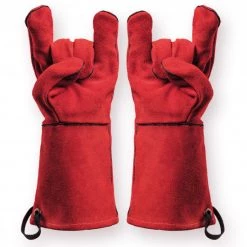 Feuermeister Grillhandschuhe Spaltleder Rot (Paar)