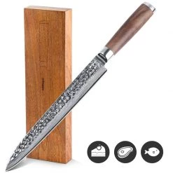 Adelmayer® Damastmesser Filetiermesser 24,5 Cm Handgeschliffen Und Mit Walnussgriff