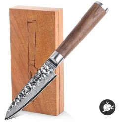 Adelmayer® Damastmesser Schälmesser 9,3 Cm Handgeschliffen Und Mit Walnussgriff